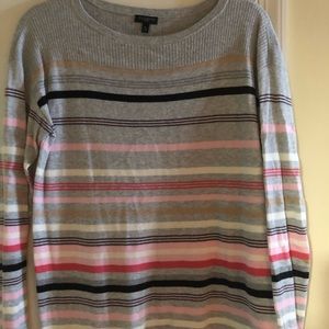 Talbots grey striped sweater